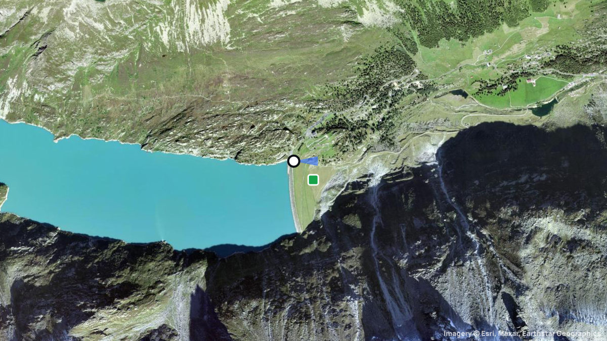 Satellite map of Göschnenalpsee with its launches and landings
