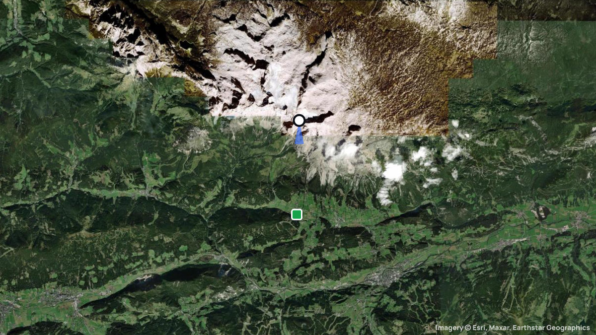 Satellitenkarte von Dachstein mit Start- und Landeplätzen