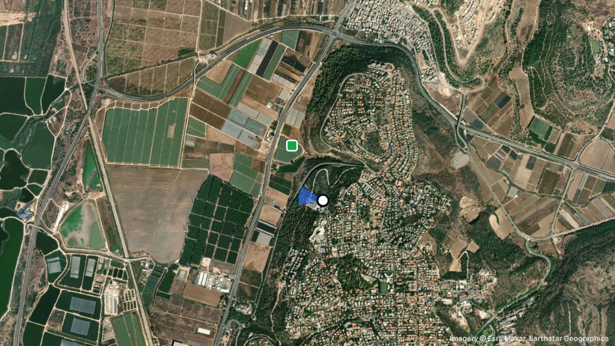 Satellitenkarte von Zihron Yaakov mit Start- und Landeplätzen