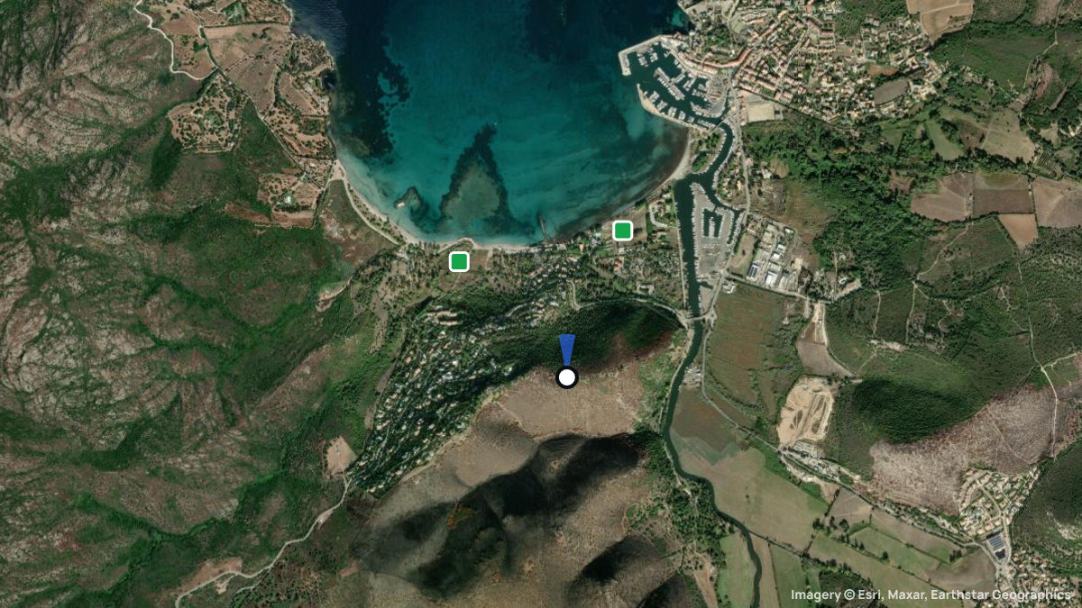 Satellitenkarte von Saint Florent mit Start- und Landeplätzen