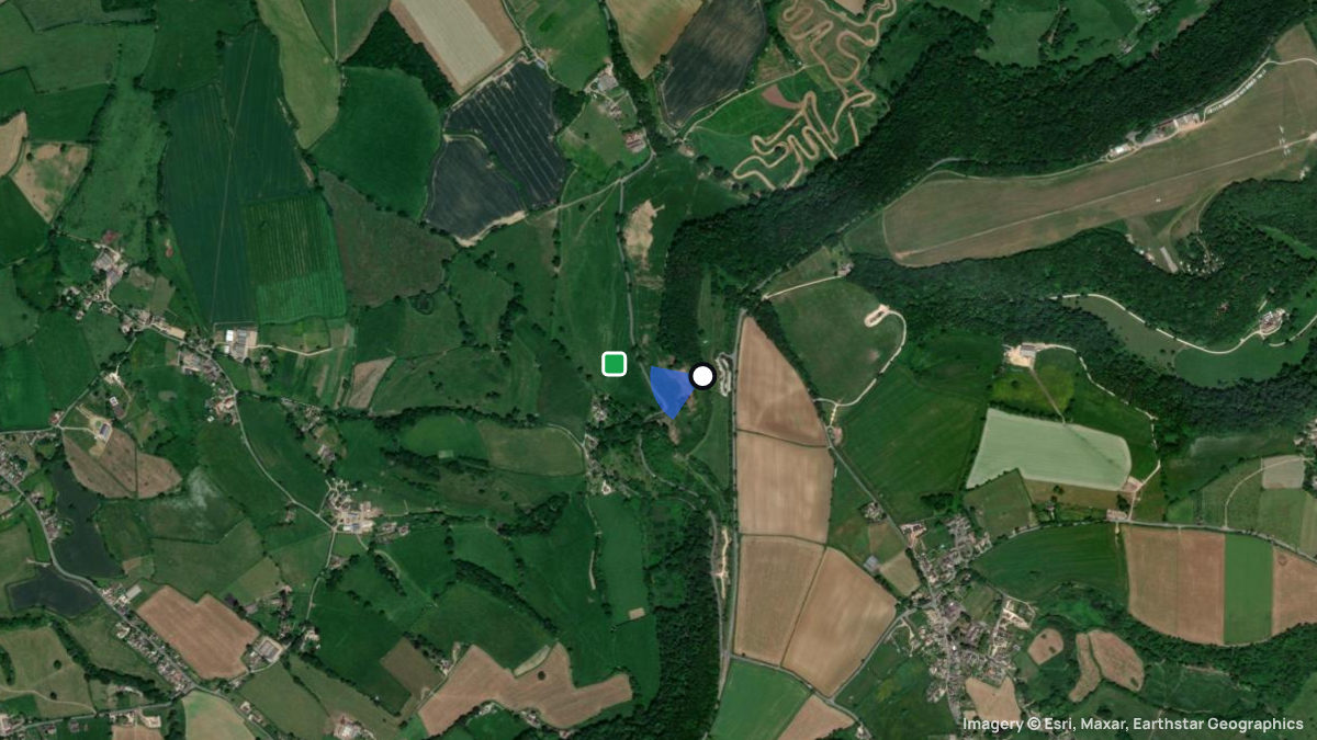 Satellite map of Frocester with its launches and landings