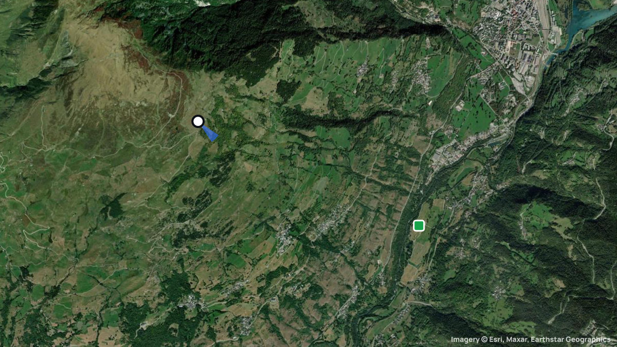 Satellite map of Vaugelaz with its launches and landings