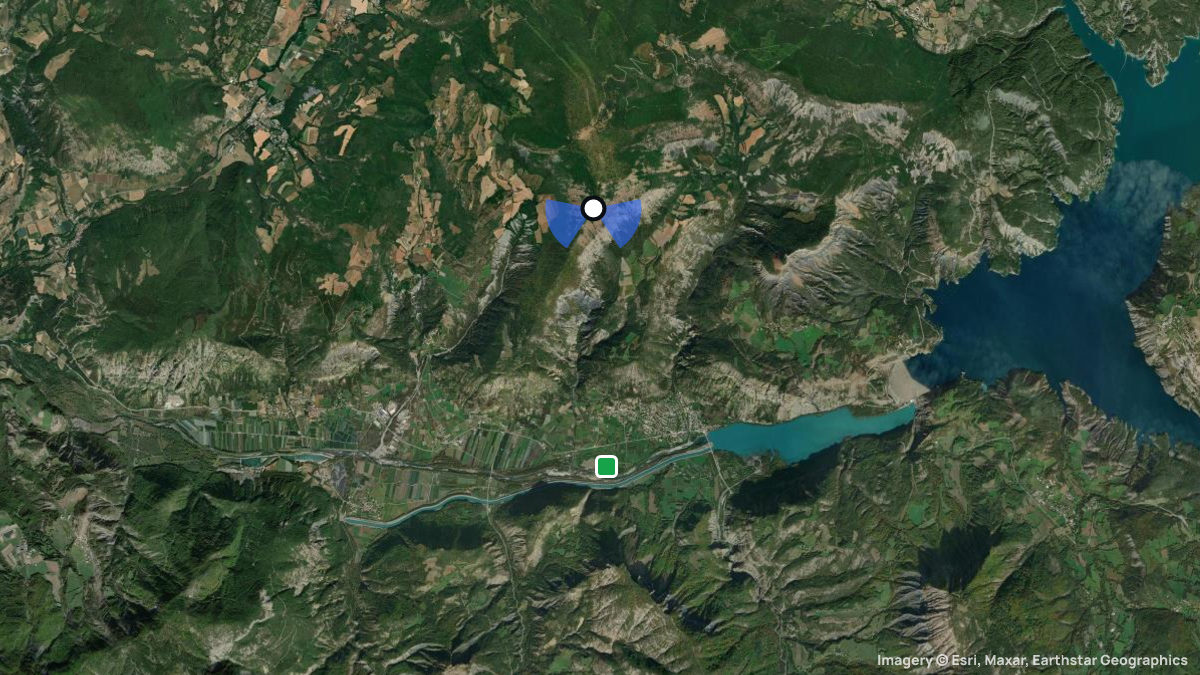 Satellitenkarte von Mont Colombis mit Start- und Landeplätzen