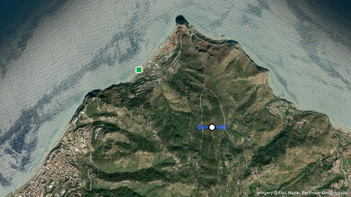 Satellite map of Pizzi Calori with its launches and landings
