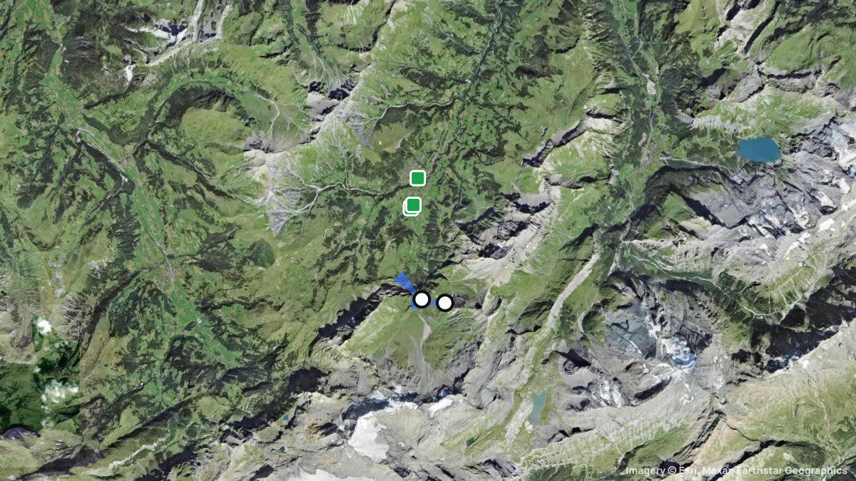 Satellitenkarte von Engstligenalp mit Start- und Landeplätzen