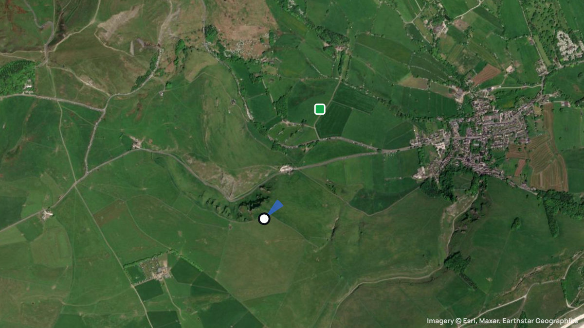 Satellite map of Long Cliff with its launches and landings