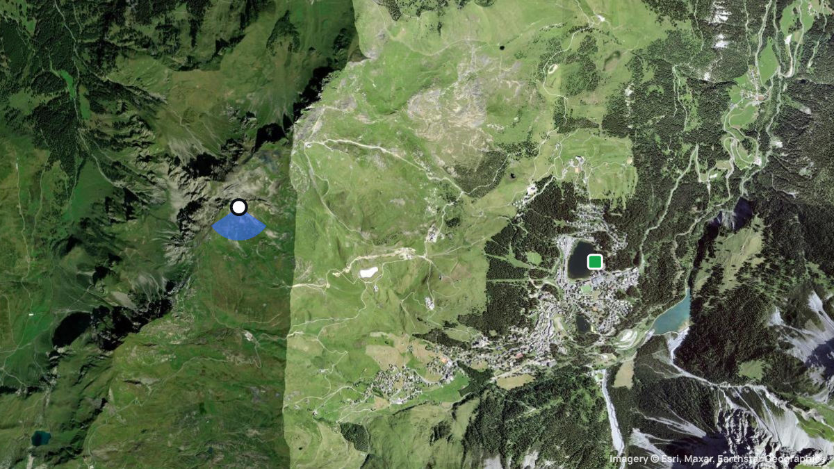 Satellitenkarte von Weisshorn Winter mit Start- und Landeplätzen