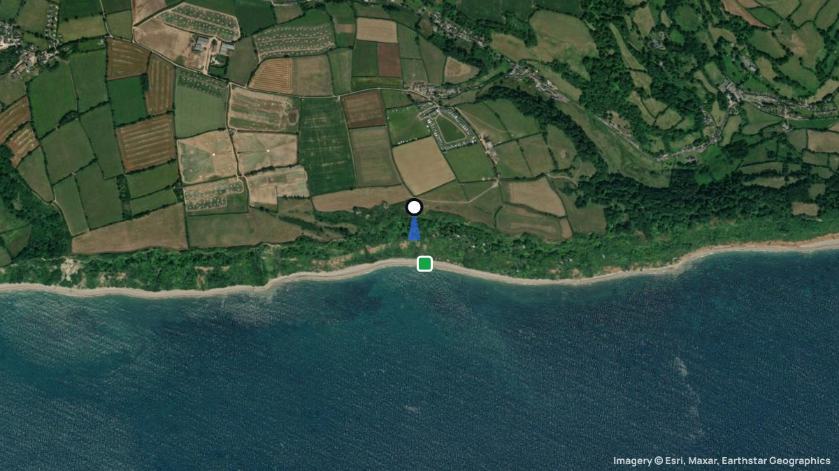 Satellitenkarte von Branscombe mit Start- und Landeplätzen