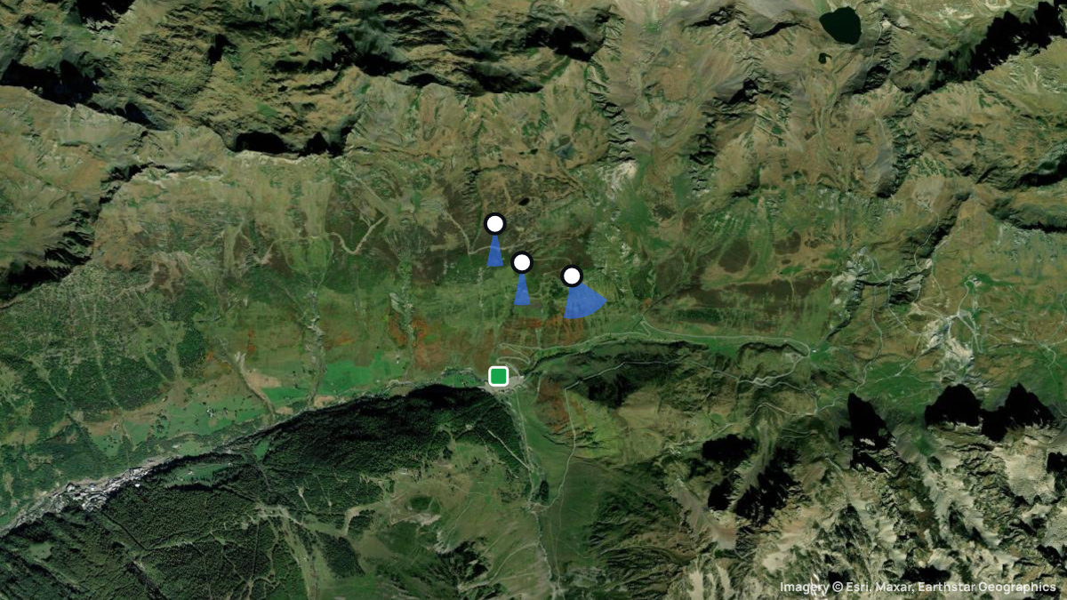 Satellite map of Arrouyes with its launches and landings