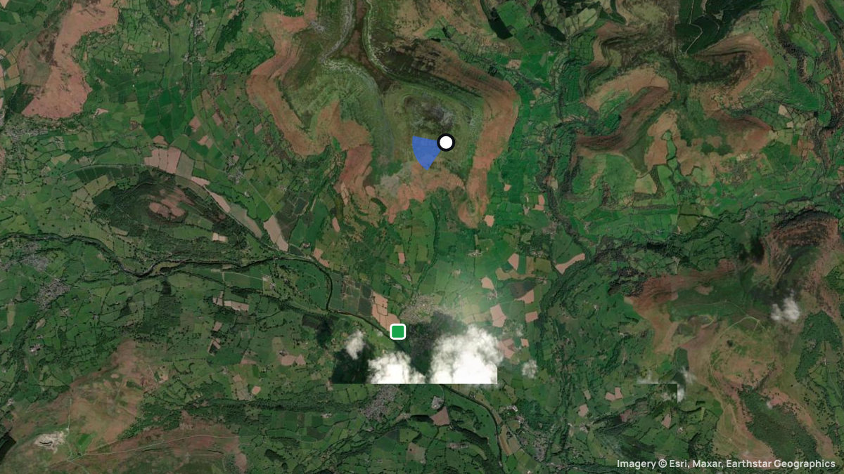 Satellite map of Pen Cerrig Calch with its launches and landings