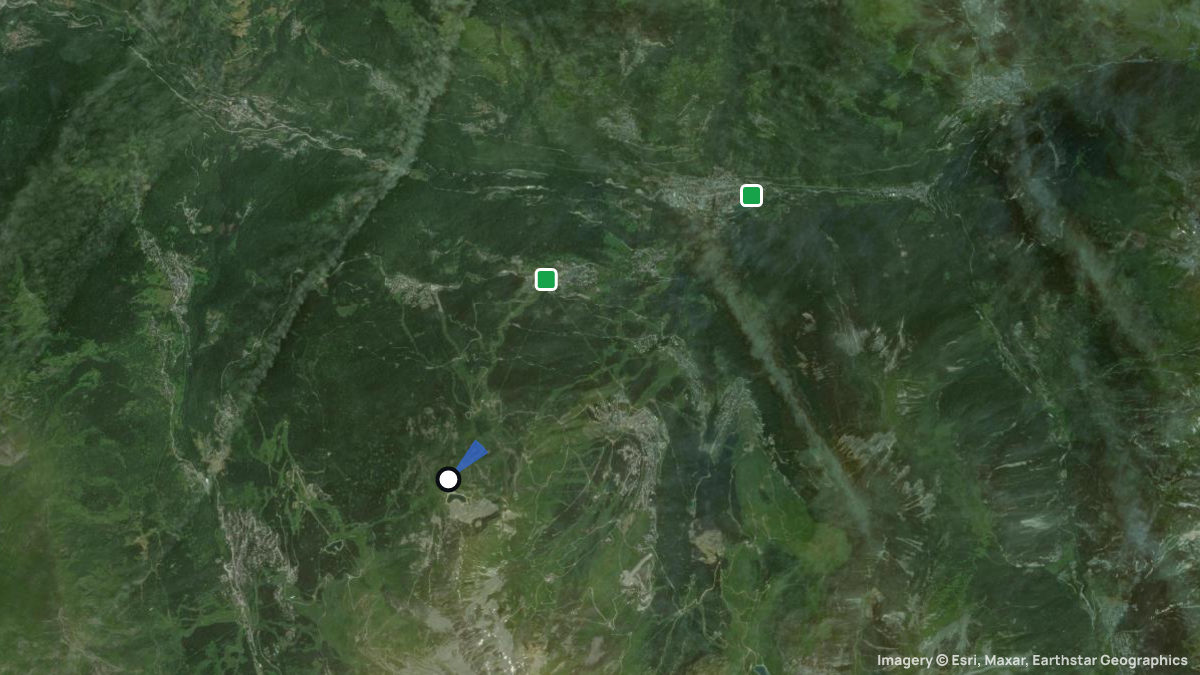 Satellite map of Col de la Loze with its launches and landings