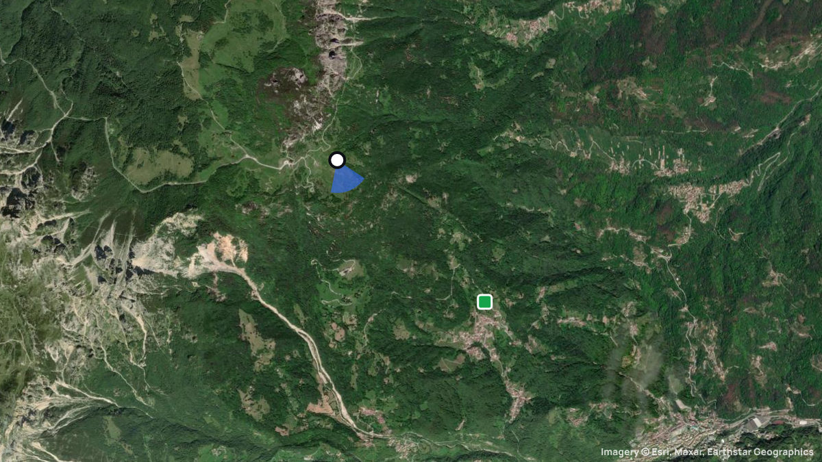 Satellite map of Campogrosso with its launches and landings