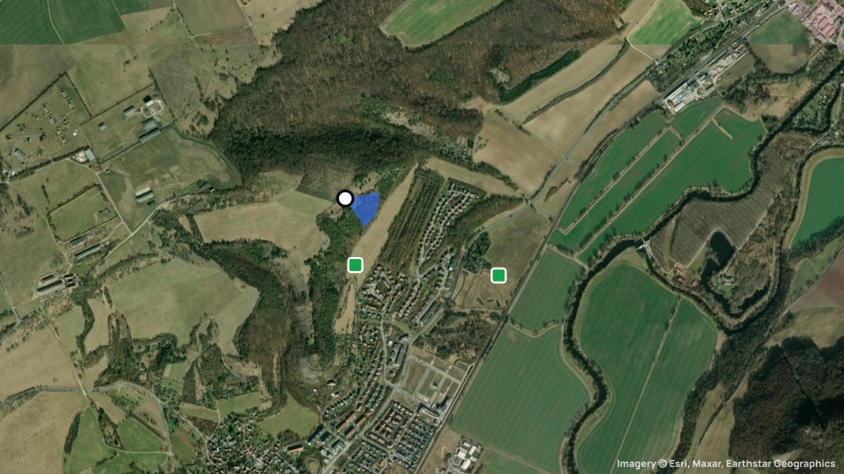 Satellitenkarte von Jägerberg mit Start- und Landeplätzen