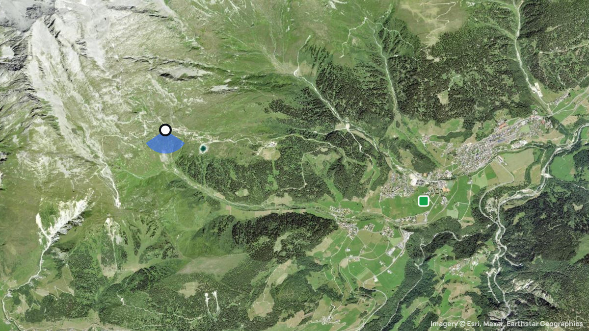 Satellitenkarte von Plaun Tir mit Start- und Landeplätzen