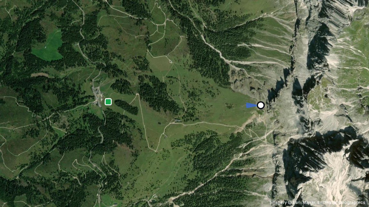 Satellite map of Rosengartenhütte with its launches and landings