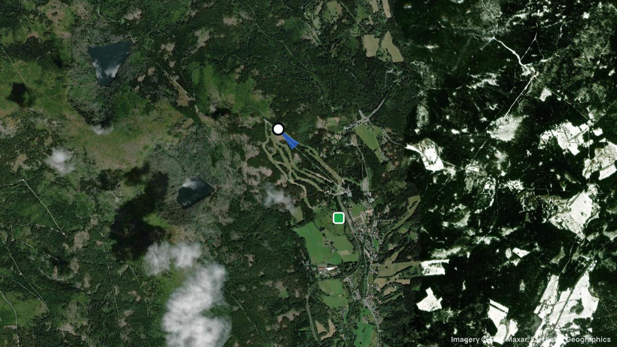 Satellitenkarte von Spicak mit Start- und Landeplätzen