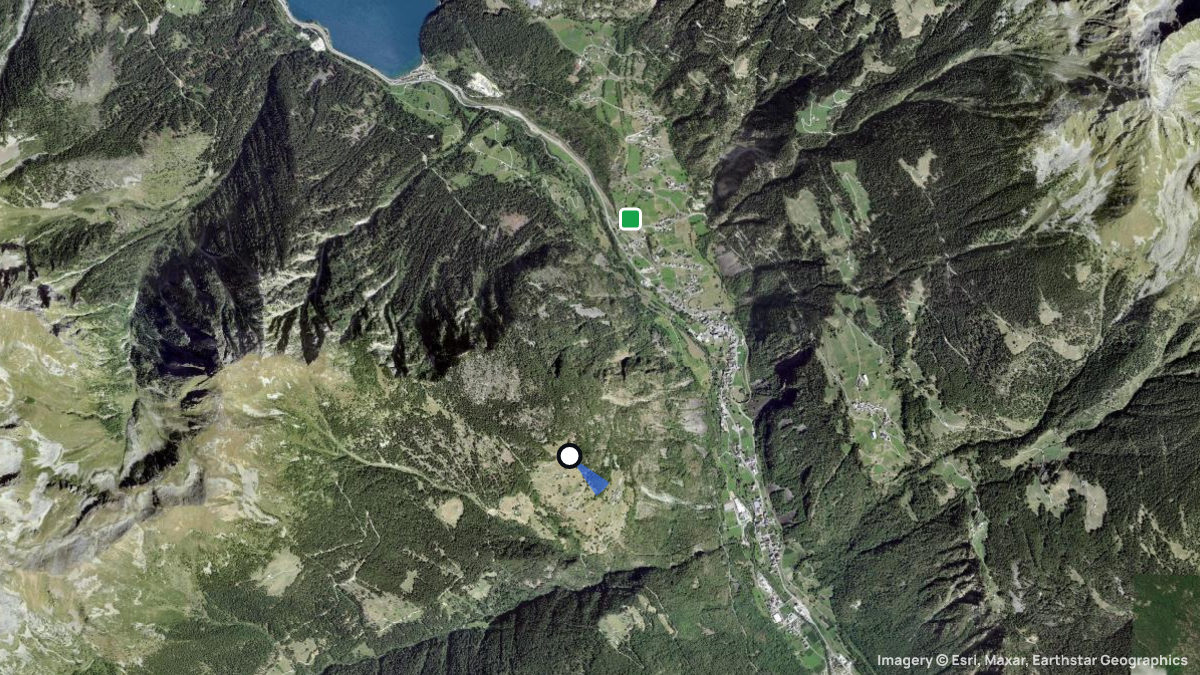 Satellite map of Cavaione with its launches and landings