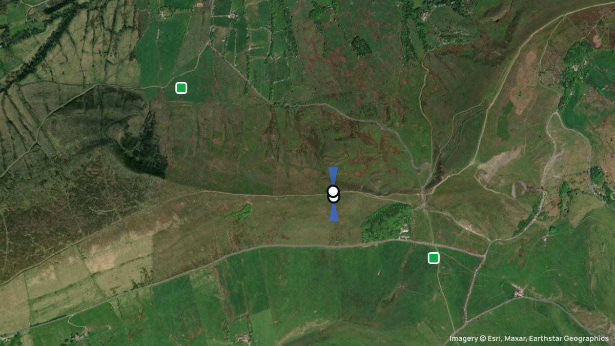 Satellite map of Lords Seat with its launches and landings