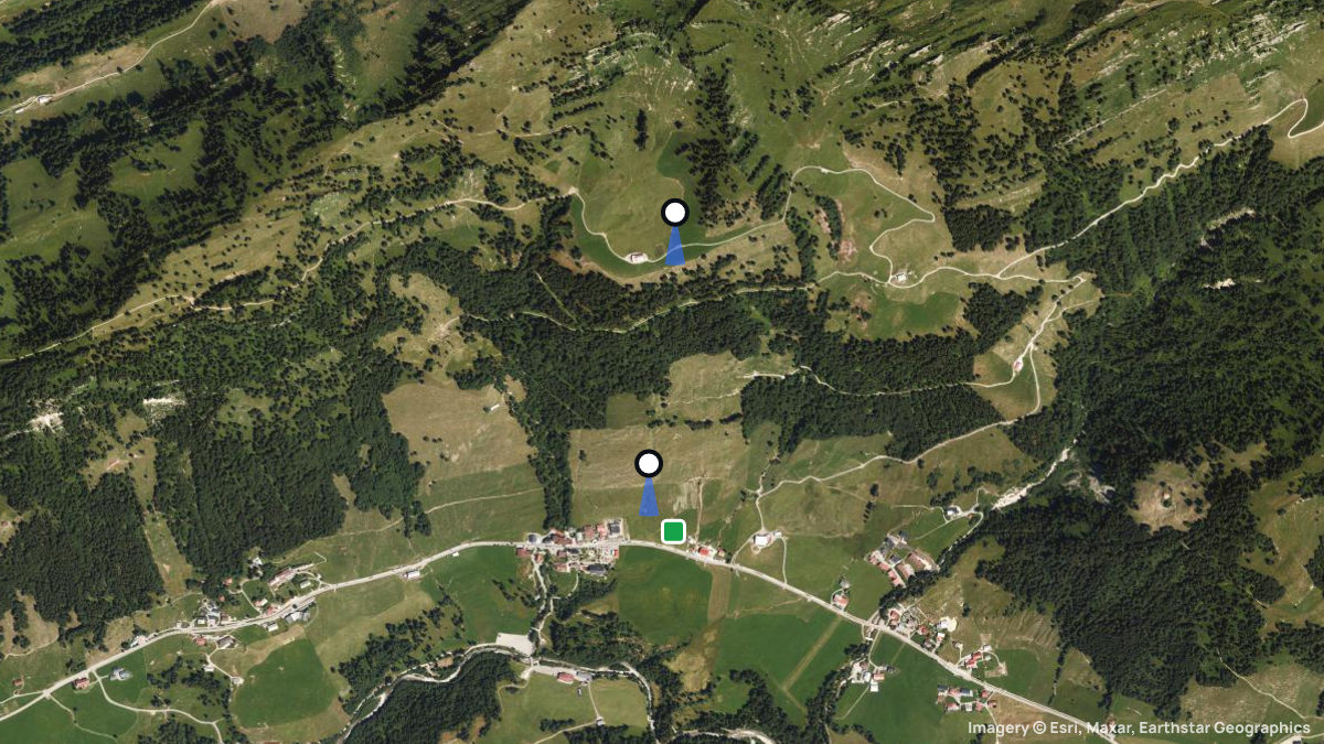 Satellitenkarte von Steurer mit Start- und Landeplätzen