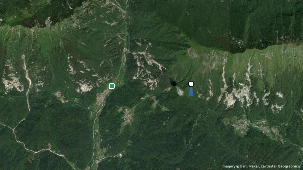 Satellite map of Gran Monte with its launches and landings