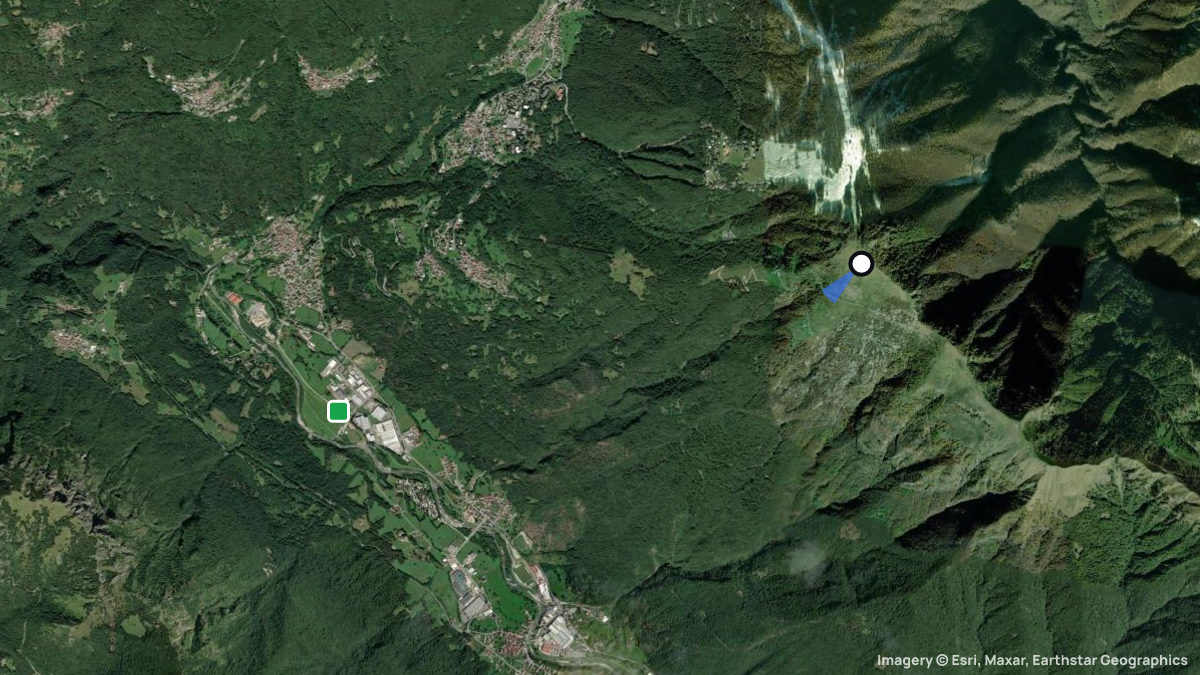 Satellite map of Betulle with its launches and landings