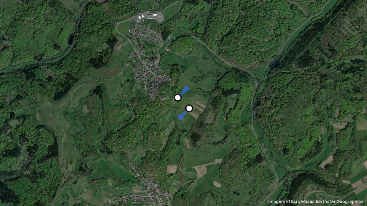 Satellite map of Tringenstein with its launches and landings