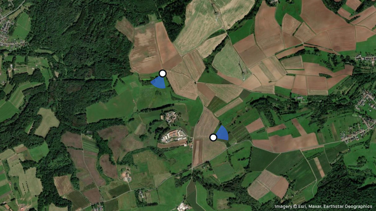 Satellitenkarte von Kirmesbrück mit Start- und Landeplätzen