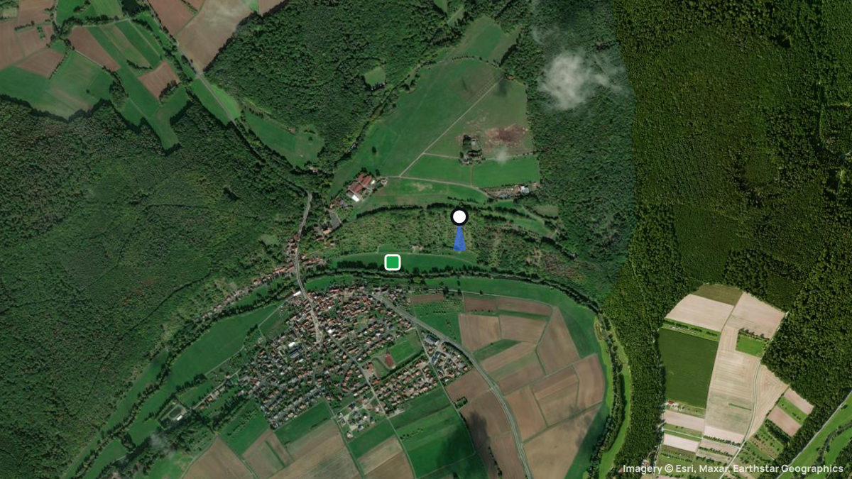 Satellite map of Altenberg with its launches and landings