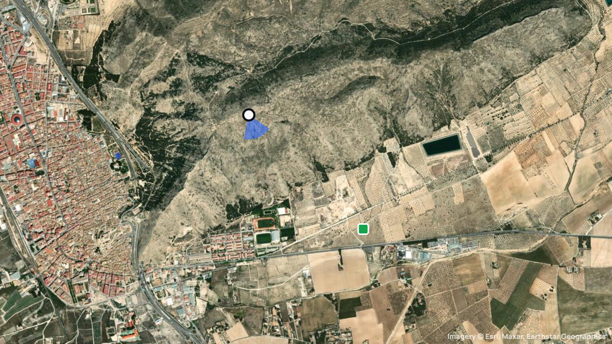 Satellite map of Villena with its launches and landings