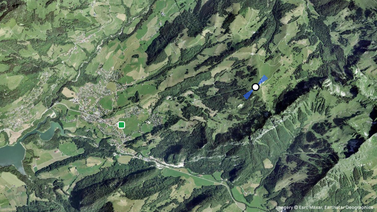 Satellitenkarte von Vounetse mit Start- und Landeplätzen