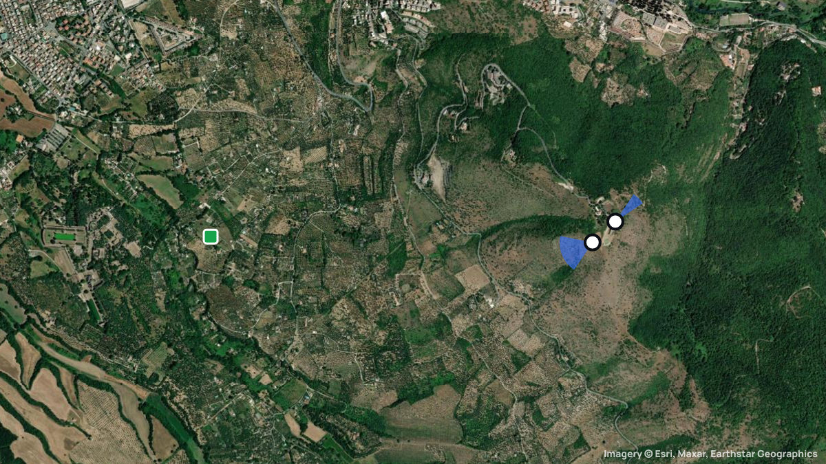 Satellite map of Monte Ripoli with its launches and landings