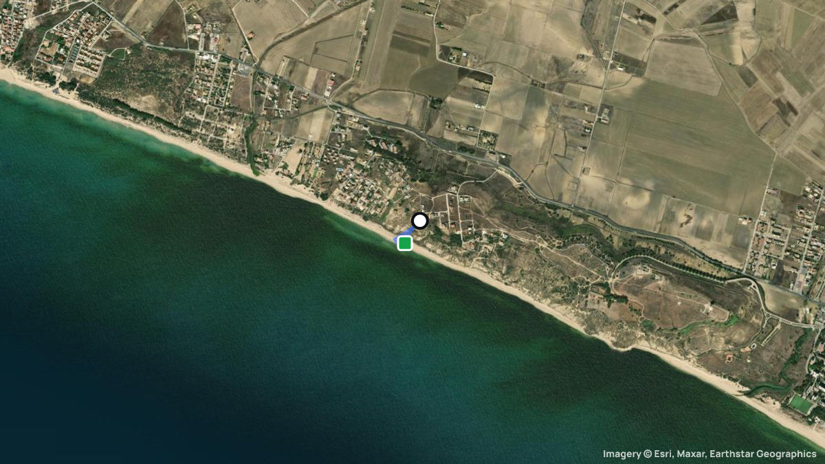 Satellite map of Monte Lungo with its launches and landings