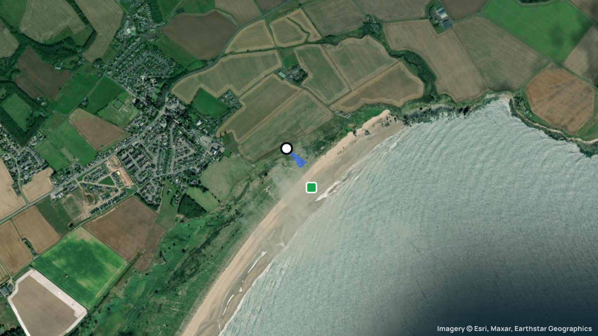 Satellite map of St. Cyrus with its launches and landings