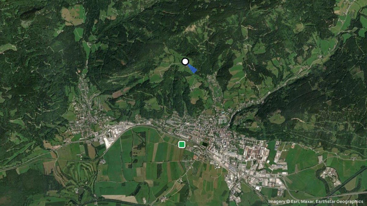 Satellitenkarte von Liezen mit Start- und Landeplätzen