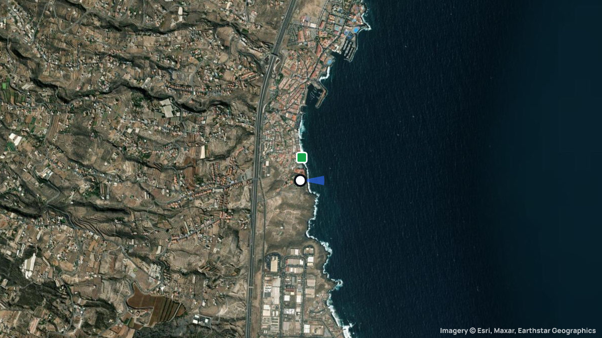 Satellite map of Candelaria with its launches and landings