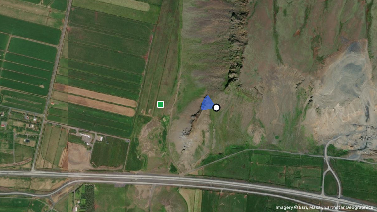 Satellitenkarte von Selfoss mit Start- und Landeplätzen