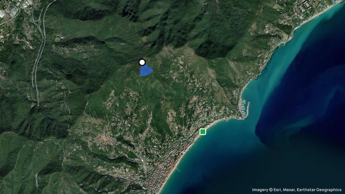 Satellitenkarte von Monte Pisciavino mit Start- und Landeplätzen