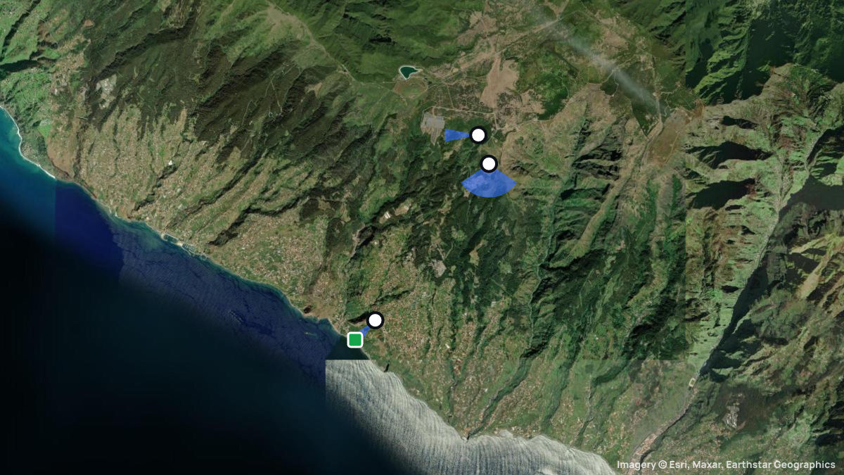 Satellite map of Canhas with its launches and landings