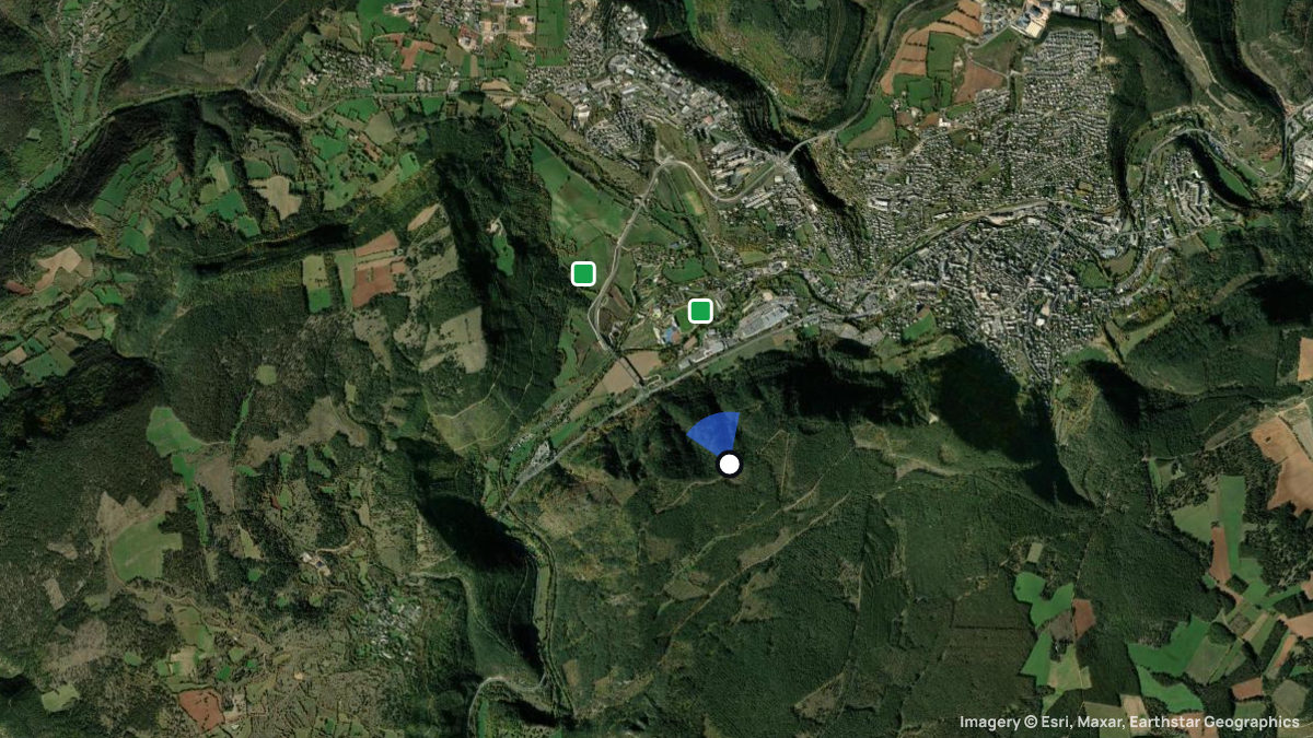 Satellite map of Mende Nord with its launches and landings