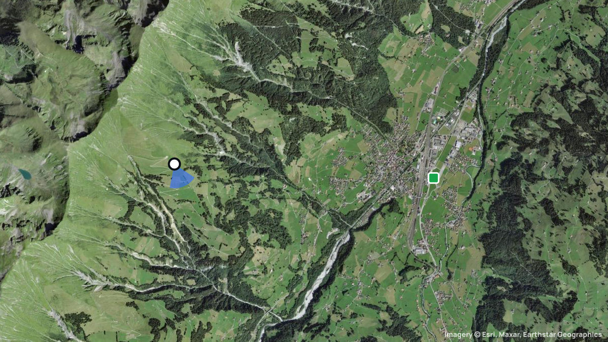 Satellitenkarte von Mäggisseren mit Start- und Landeplätzen