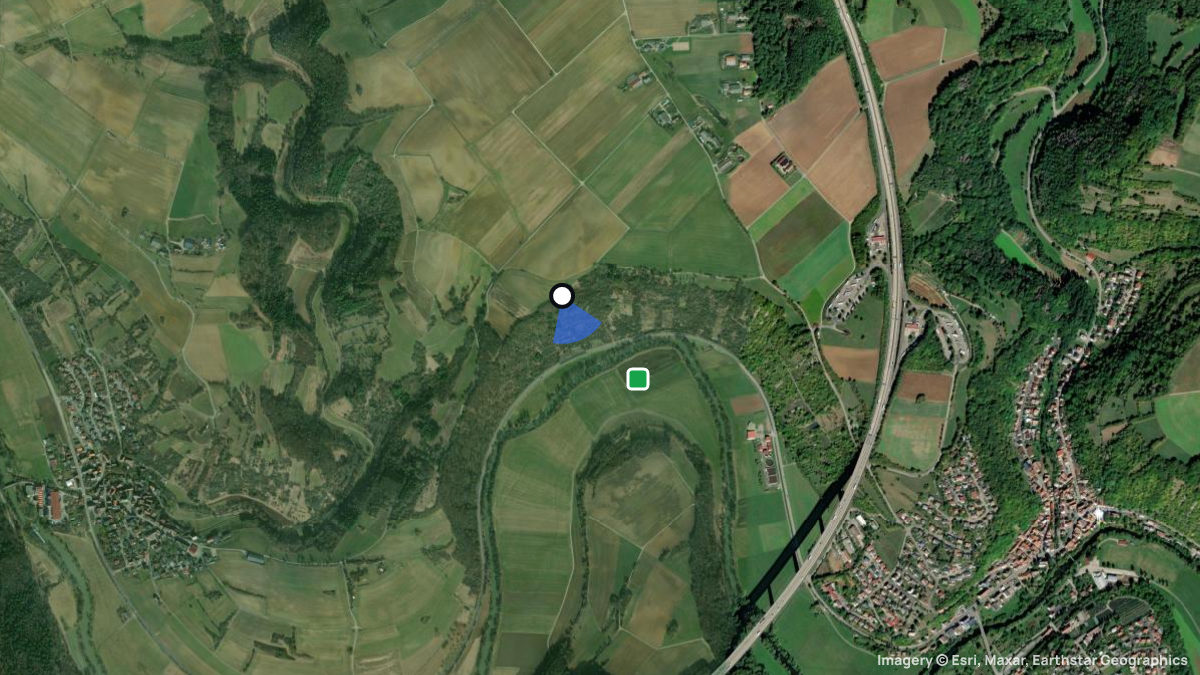 Satellite map of Weingartshälde with its launches and landings