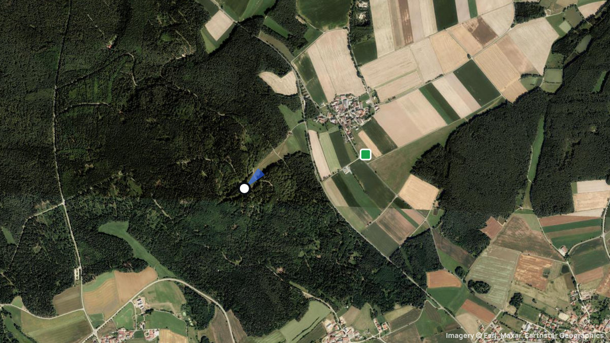 Satellitenkarte von Buchberg mit Start- und Landeplätzen