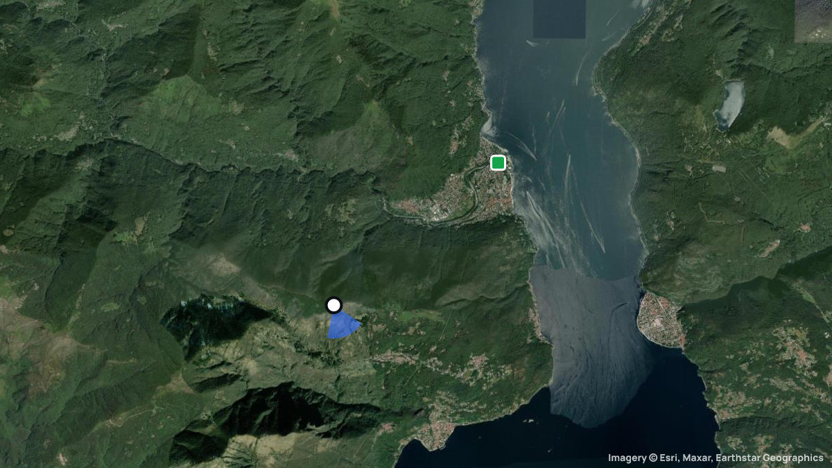 Satellite map of Pian Bello with its launches and landings