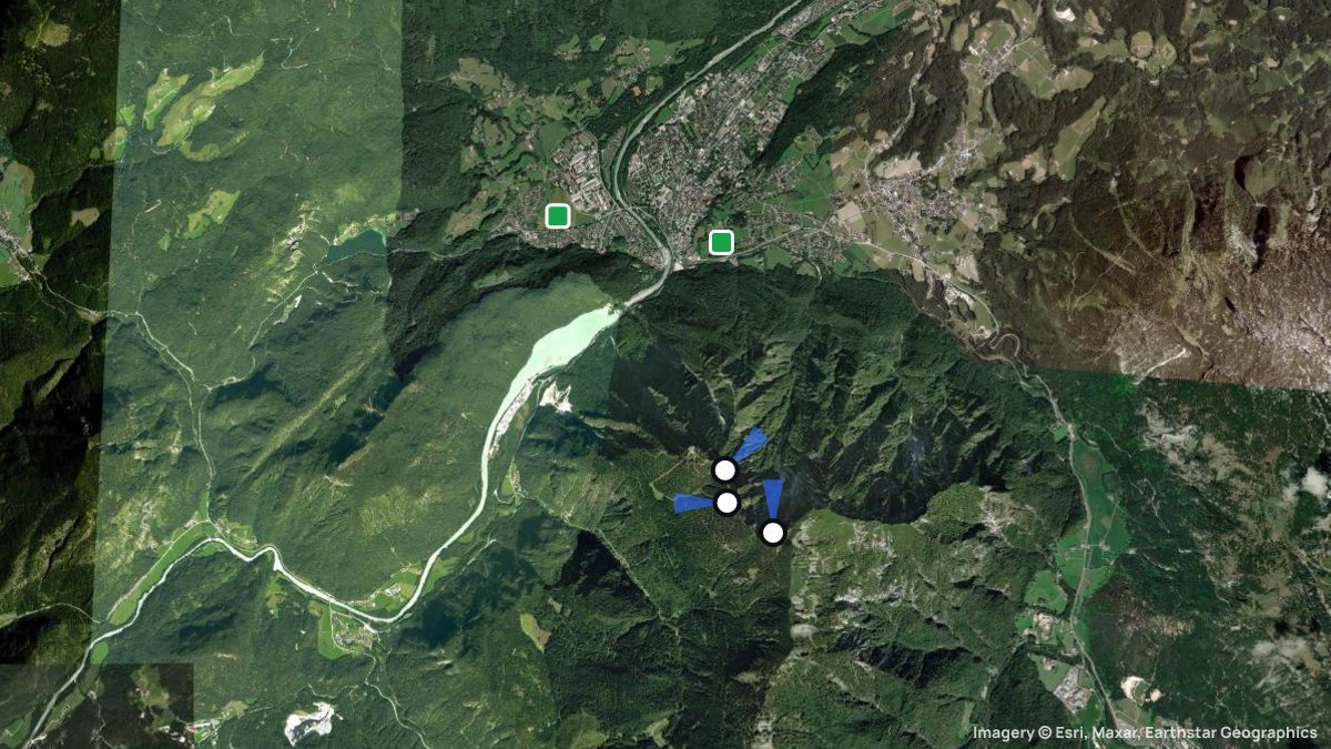 Satellite map of Predigtstuhl with its launches and landings