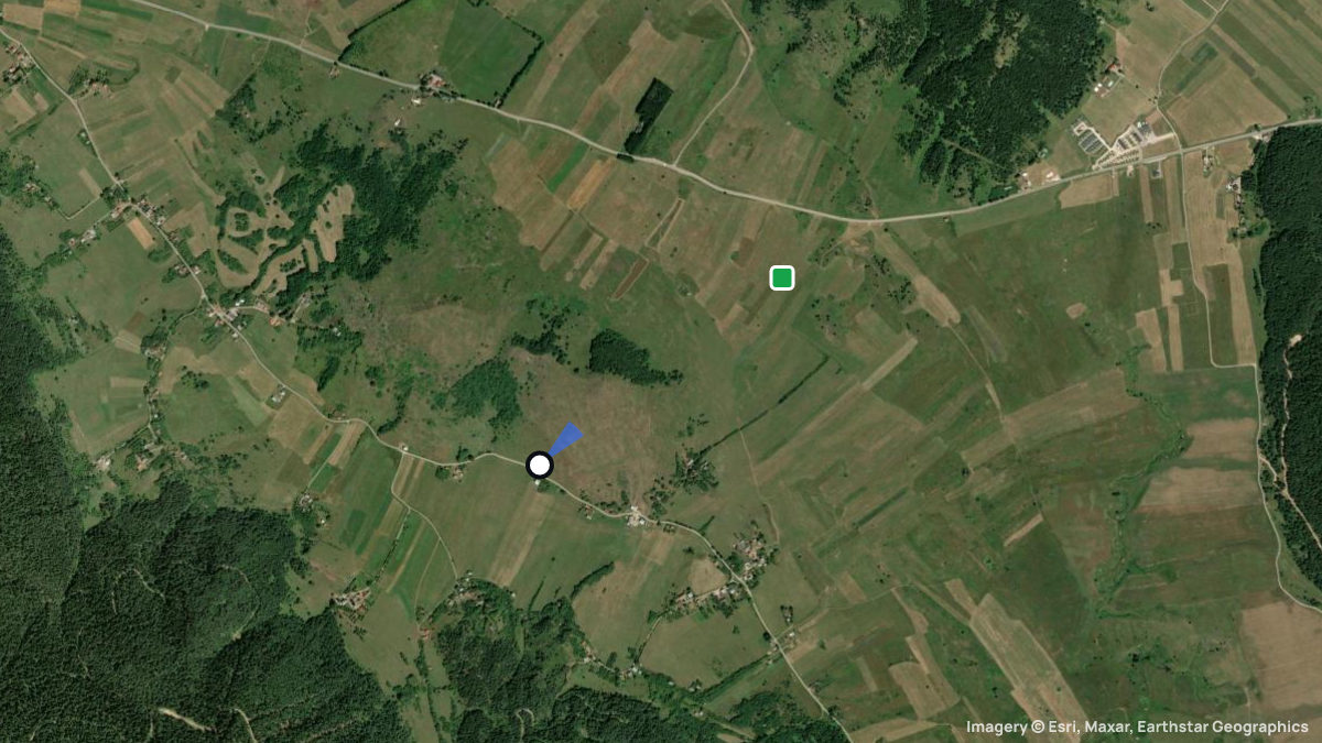 Satellitenkarte von Obljaj mit Start- und Landeplätzen