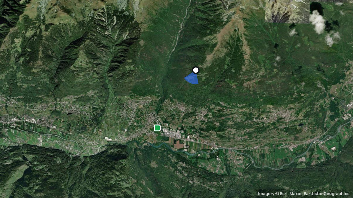 Satellite map of Castionetto with its launches and landings