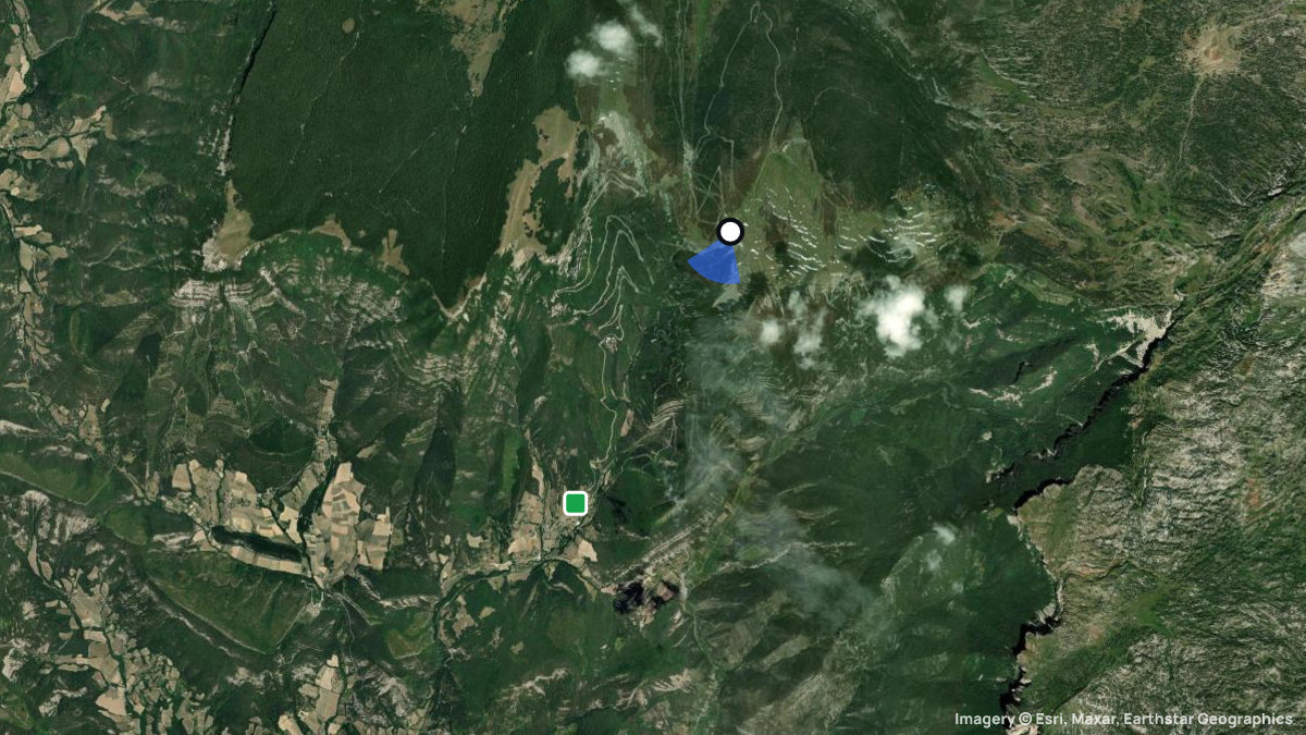 Satellite map of Col du Russet with its launches and landings