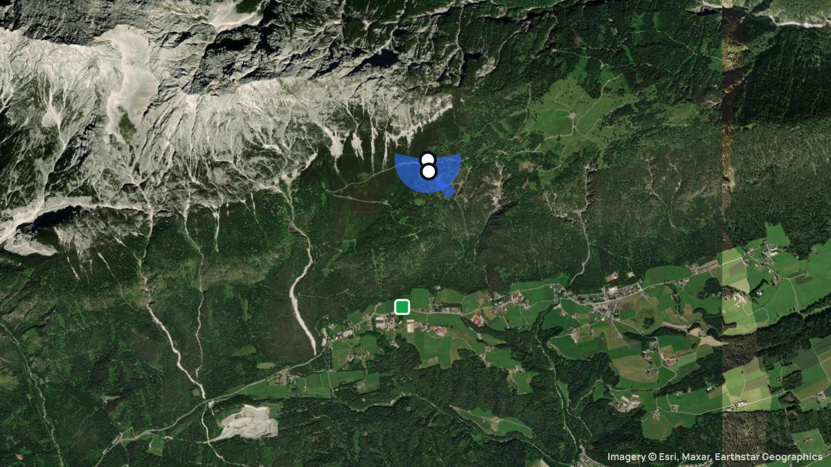 Satellite map of Hinterhornalm with its launches and landings