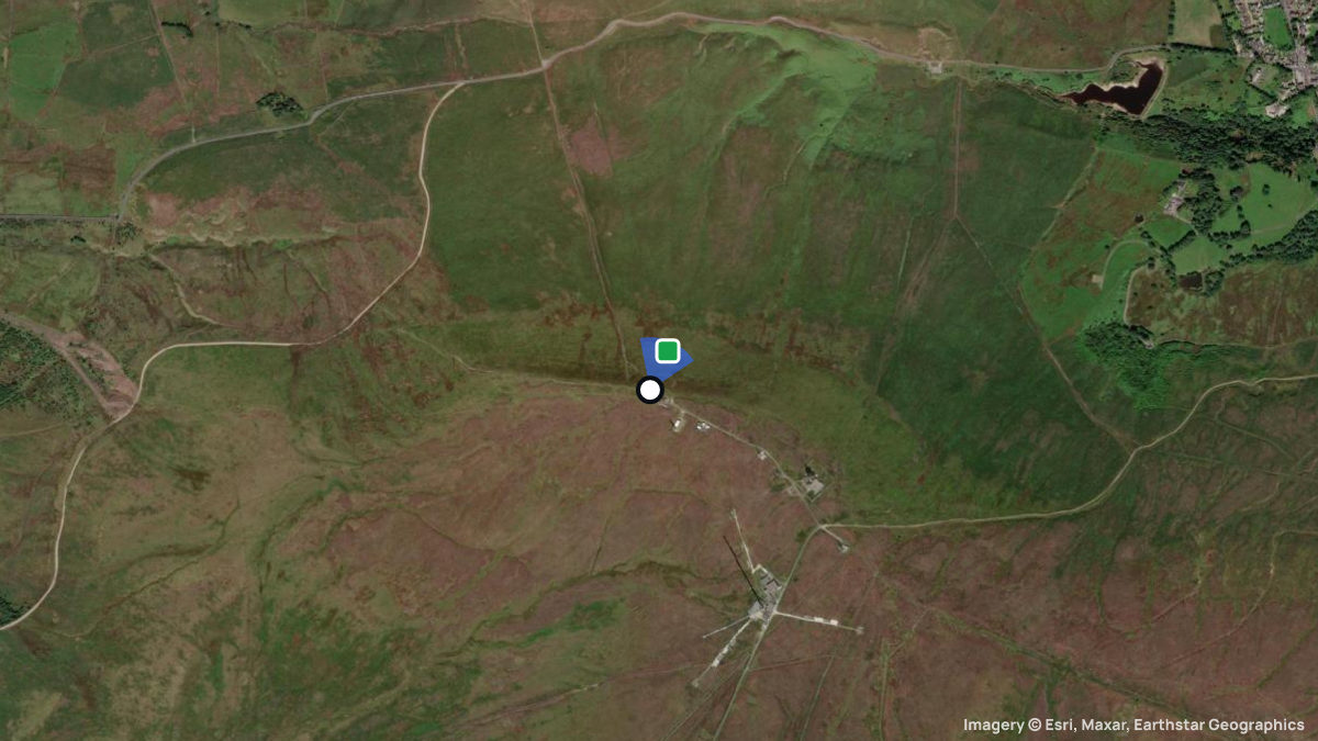 Satellitenkarte von Winter Hill mit Start- und Landeplätzen