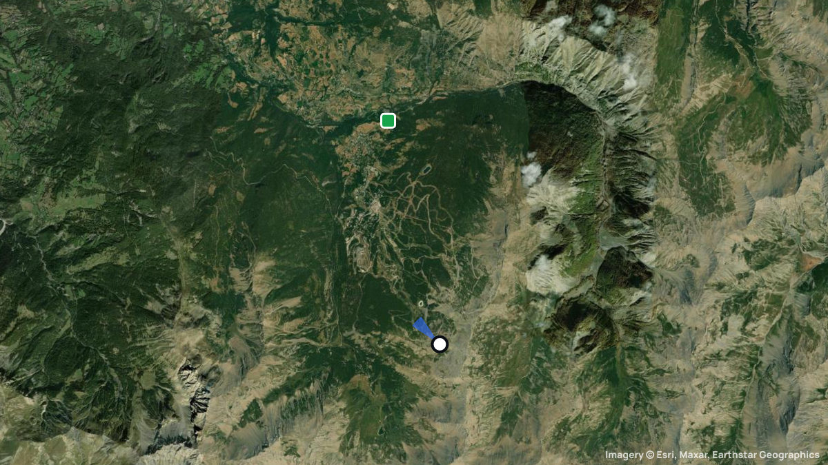 Satellite map of Les Orres with its launches and landings